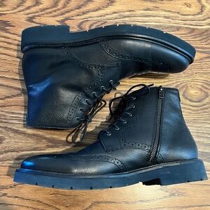 Johnston & Murphy Black Leather Men's Brogue Boots Size 10M